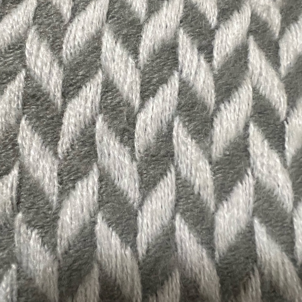 West Elm Gray/White Knit Acrylic Chevron Pattern Throw Blanket - Picture 2 of 5